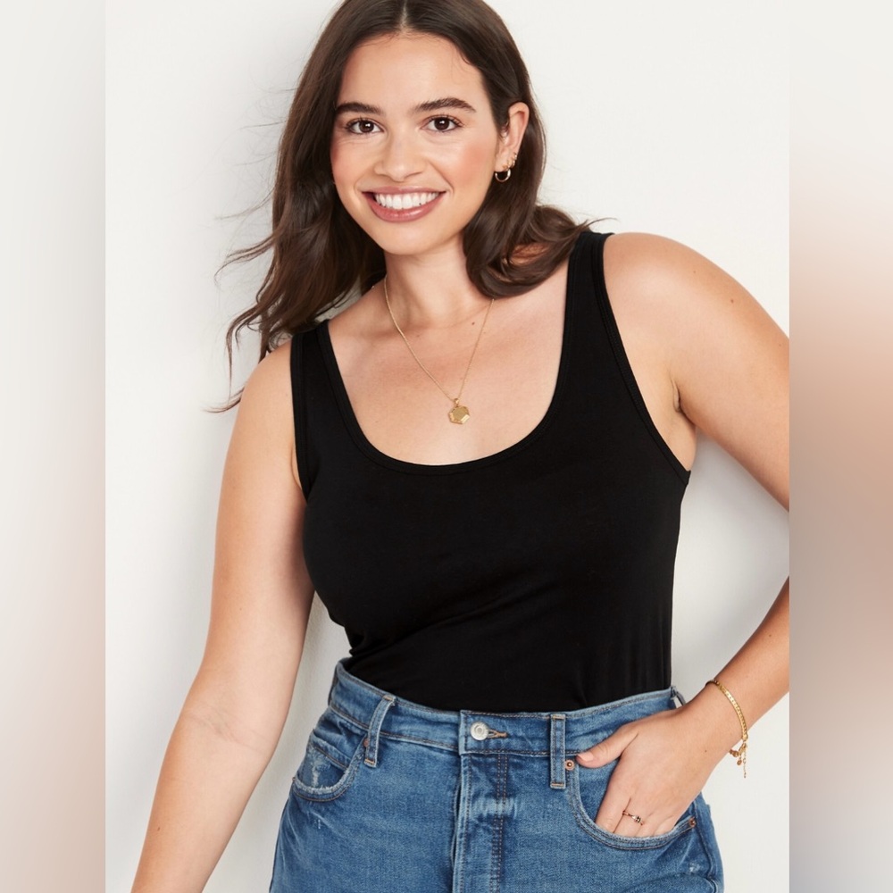 🆕 Old Navy Women's First-Layer Tank Top Sleeveless Black Medium 8-10 Tall Long - Picture 4 of 15